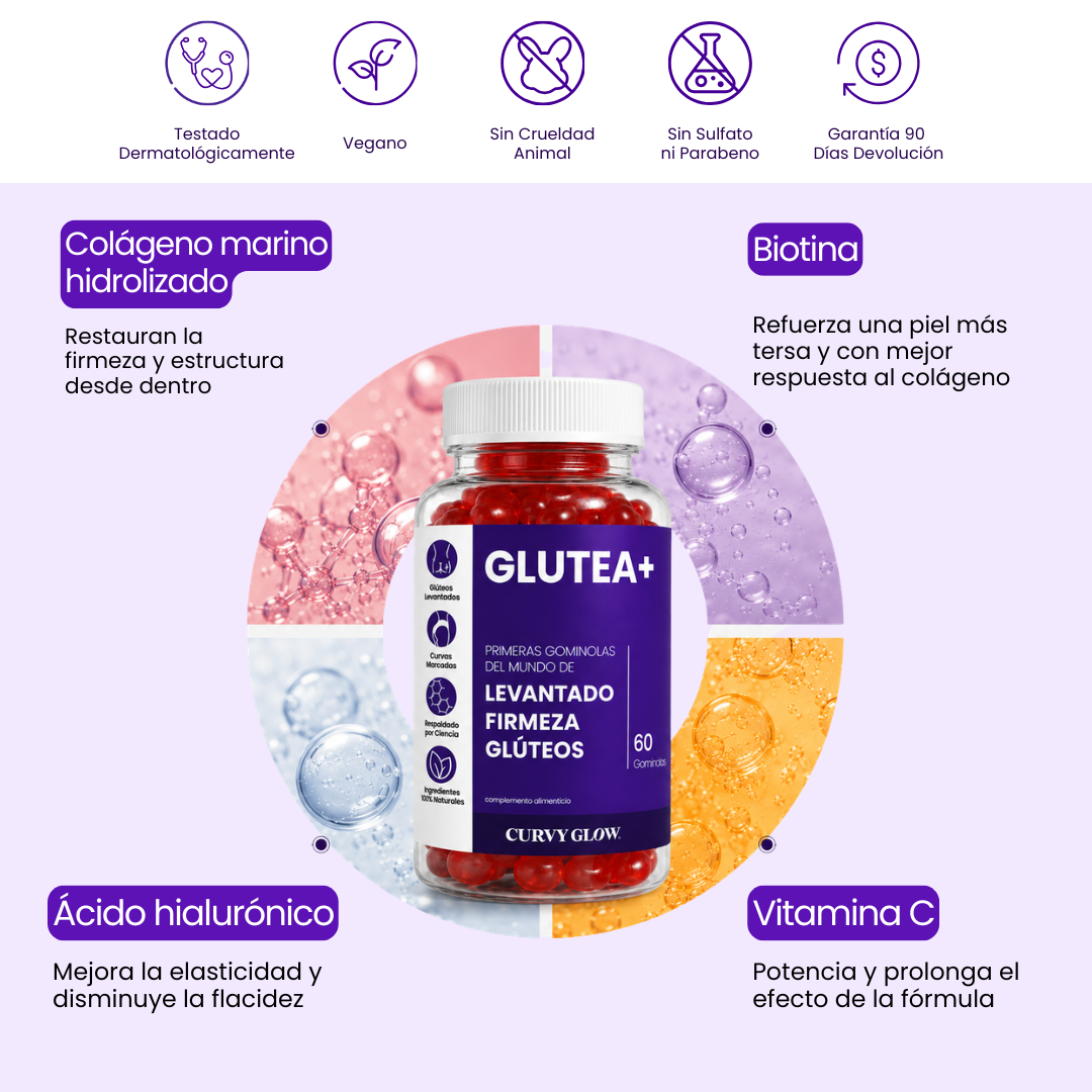 Gummies Glutea+ Levantado y Definición Glúteos